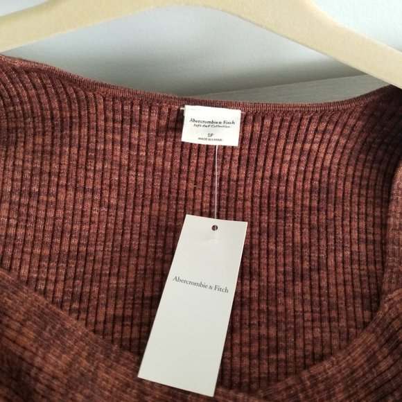 Long-Sleeve Wrap-Front Mini Sweater Dress - Brown (SP) - ABERCROMBIE & FITCH - Picture 7 of 13